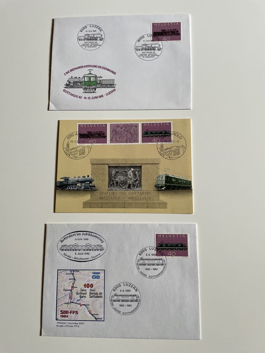 Alle Briefmarken: Gottardo 82, 3 Ersttagsbriefe,SBB-FFS – Gebraucht aus Domat-Ems von Amanda78
