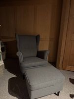 STRANDMON Sessel Ikea mit Hocker