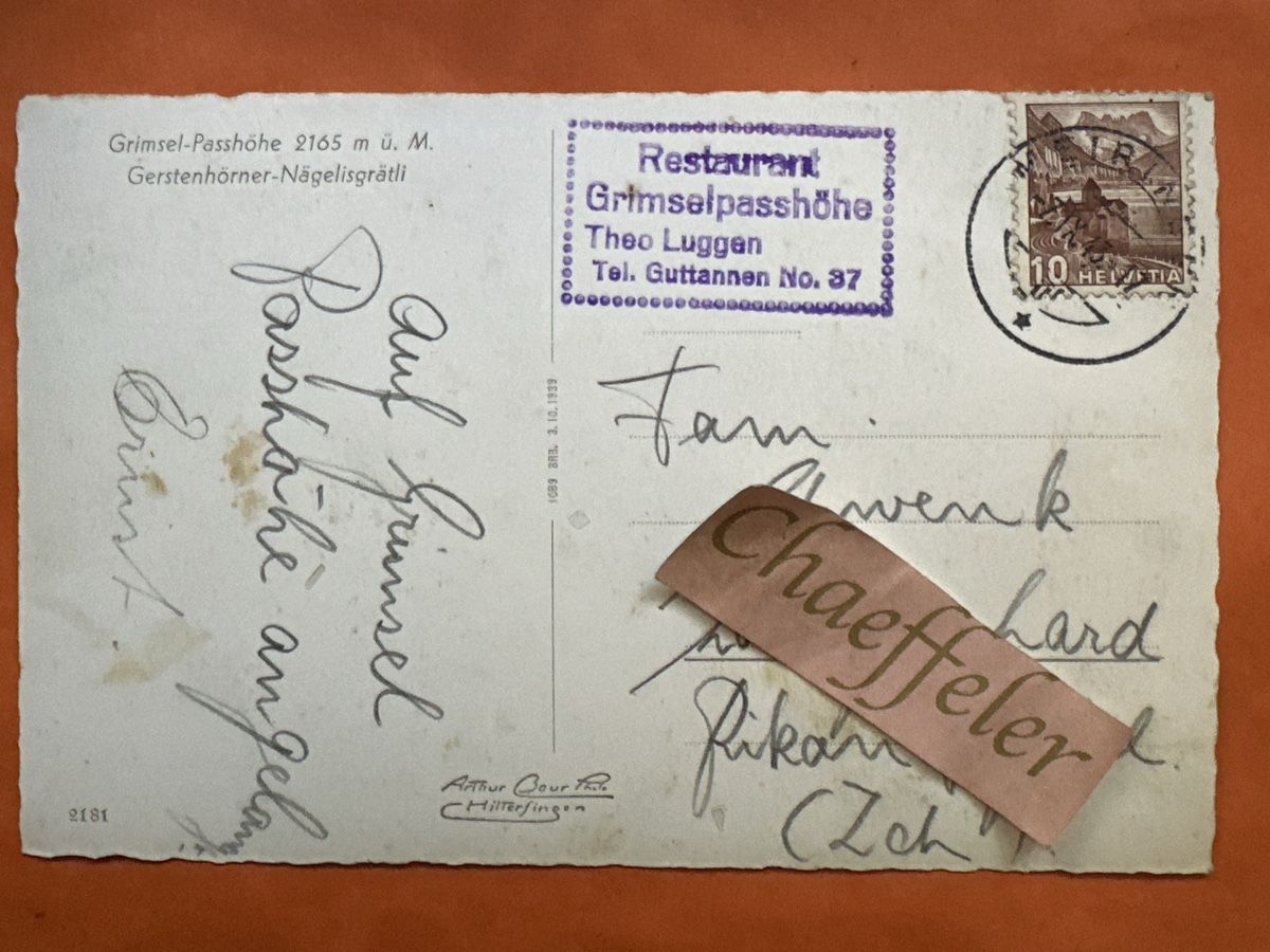 Cartoline postali: Ansichtskarte Grimselpass mit Stempel gelaufen 1943 – Usato da Zürich venduto da Chaeffeler 1