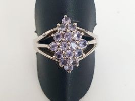 Vintage Silber Ring 925 mit lila Steinen, , Gr. 18,6 mm