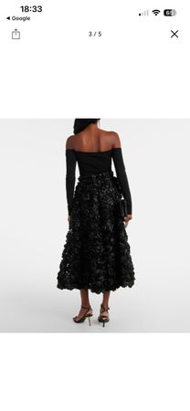 Jupe ROTATE noire taille 36 avec roses 3D