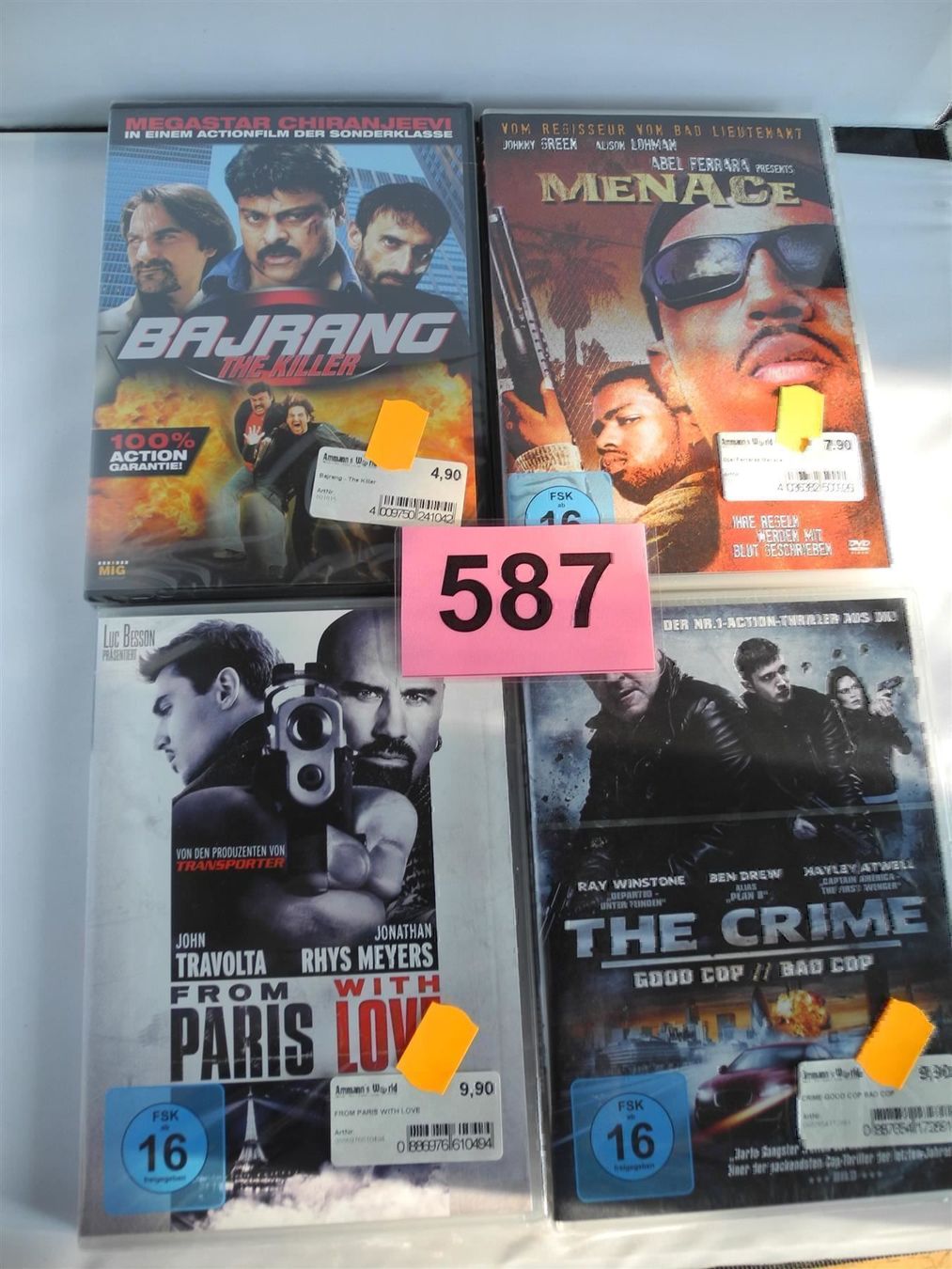 Alle DVDs: 4 DVD's The crime, Bajrang,usw. Nr. 587 – Neu und originalverpackt aus Kottwil von Crazyrolf