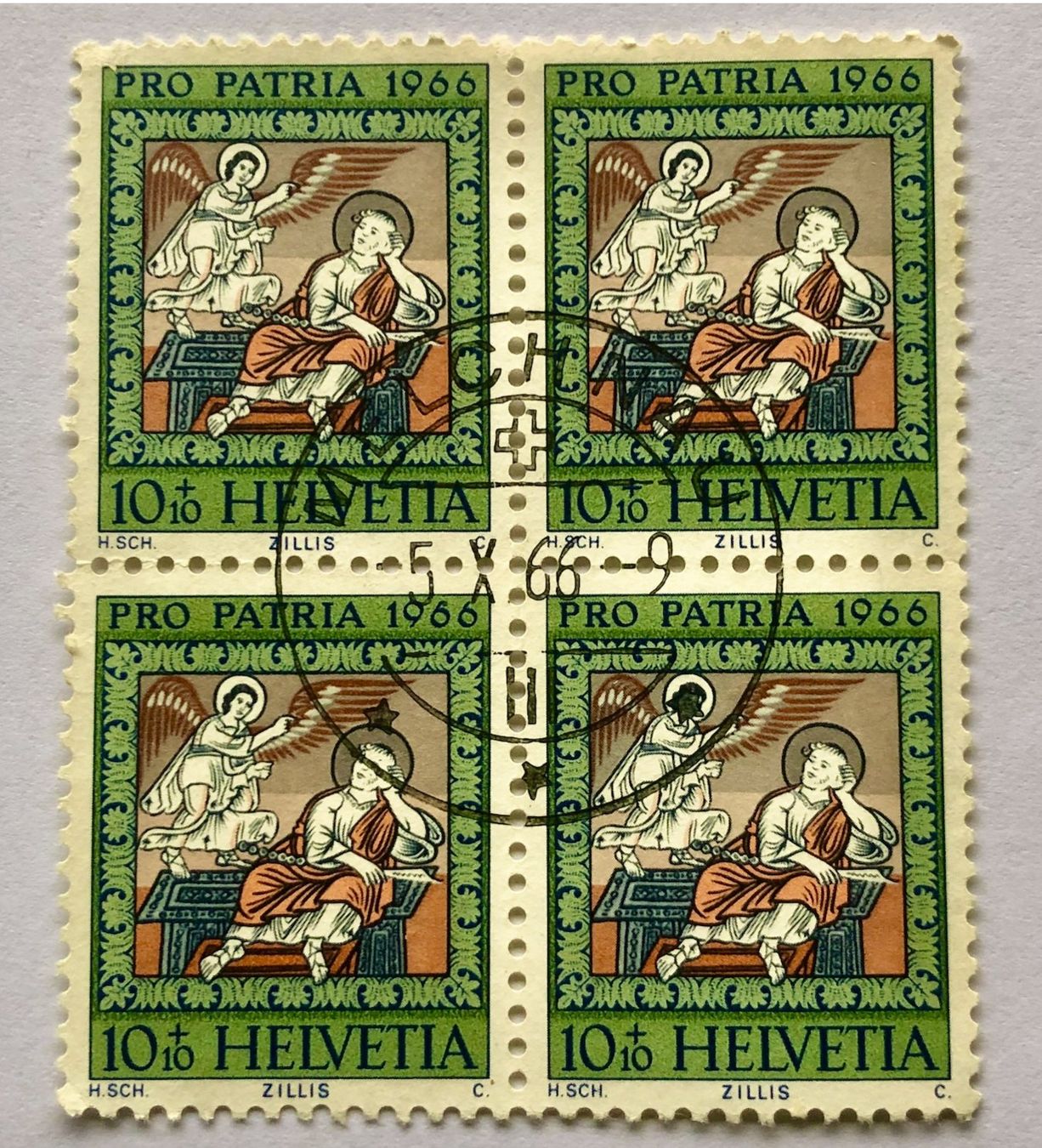 Tutti i francobolli: 4er Block Nr.B 129 Stempelt Melchnau 1966 – Usato da Aarau venduto da Billa007