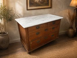 Kommode mit Marmorplatte Holz antiker Zustand