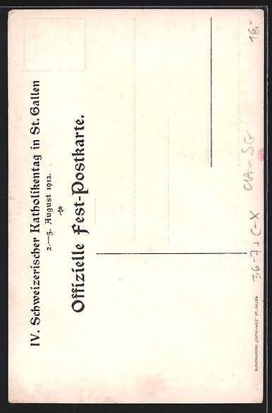 Ansichtskarten: St. Gallen, IV. Schweiz. Katholikentag 1 – Gebraucht aus Berlin von bartko-reher 1