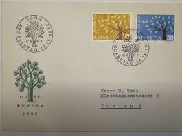FDC Znr. 389/390 gelaufen nach Zürich