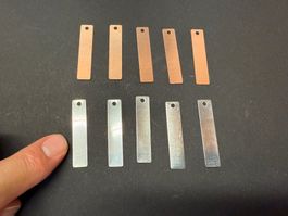 Je 5 Kupfer und Zink Elektroden für "Apfelbatterie" NEU.