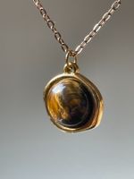 Tigerauge Kette&Anhänger Edelstahl 18k vergoldet