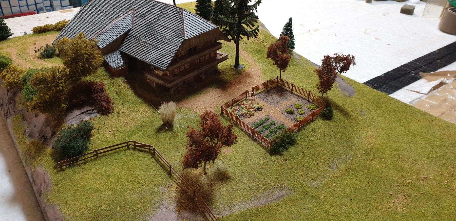 Faller Modellini di ferrovie: Diorama mit H0 Bauernhof Sahlenweidli – Usato da Geroldswil venduto da TopTrain54 1