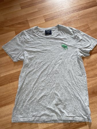 Abercrombie & Fitch T-Shirt Gr. M grau grün Elch Stickerei