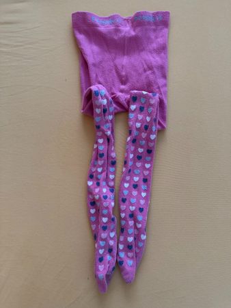 Hübsche pinke Strumpfhose mit Herzen, Gr. 98/104