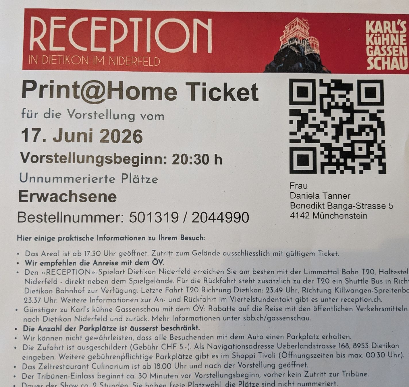 Biglietti: 1 Ticket Karls kühne Gassenshow – Nuovo e nell'imballaggio originale da Münchenstein venduto da dan_6m9l