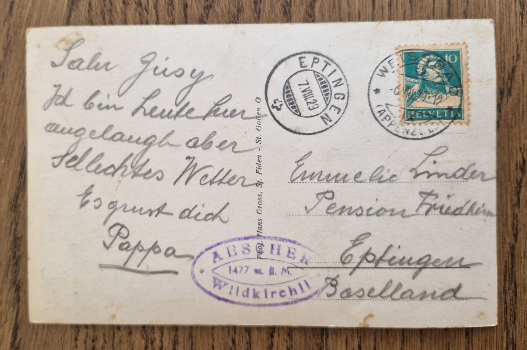 Cartoline postali: Aescher, interessante Stempel, 1929 – Usato da Ebikon venduto da Donar50 2