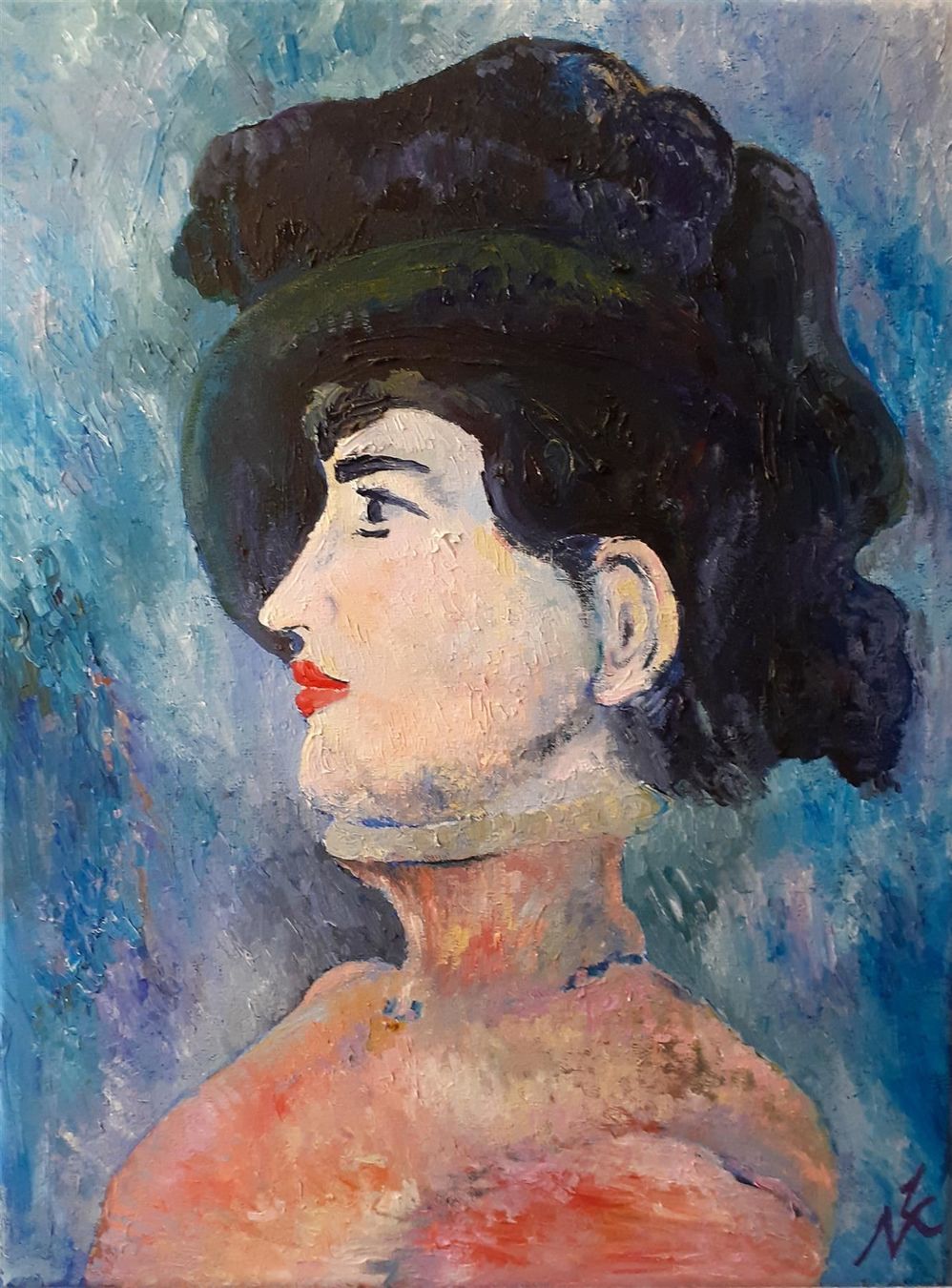 Dipinti: Das Profil, Öl auf Leinwand – Nuovo (secondo la descrizione) da Meggen venduto da Nica_Arts