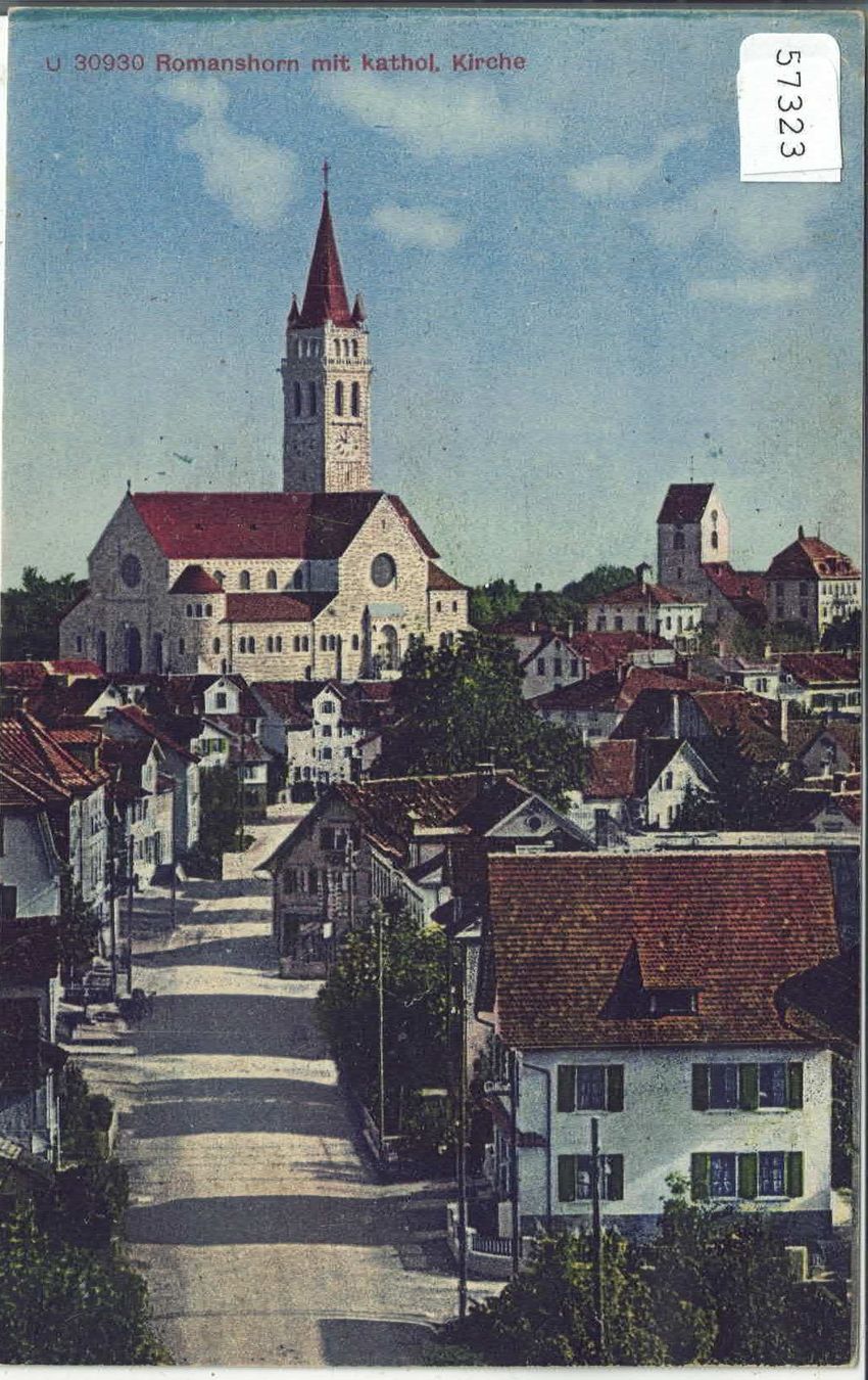 Cartes postales: Romanshorn mit kathol. Kirche - Litho – D'occasion à Ettingen par Kartenplanet