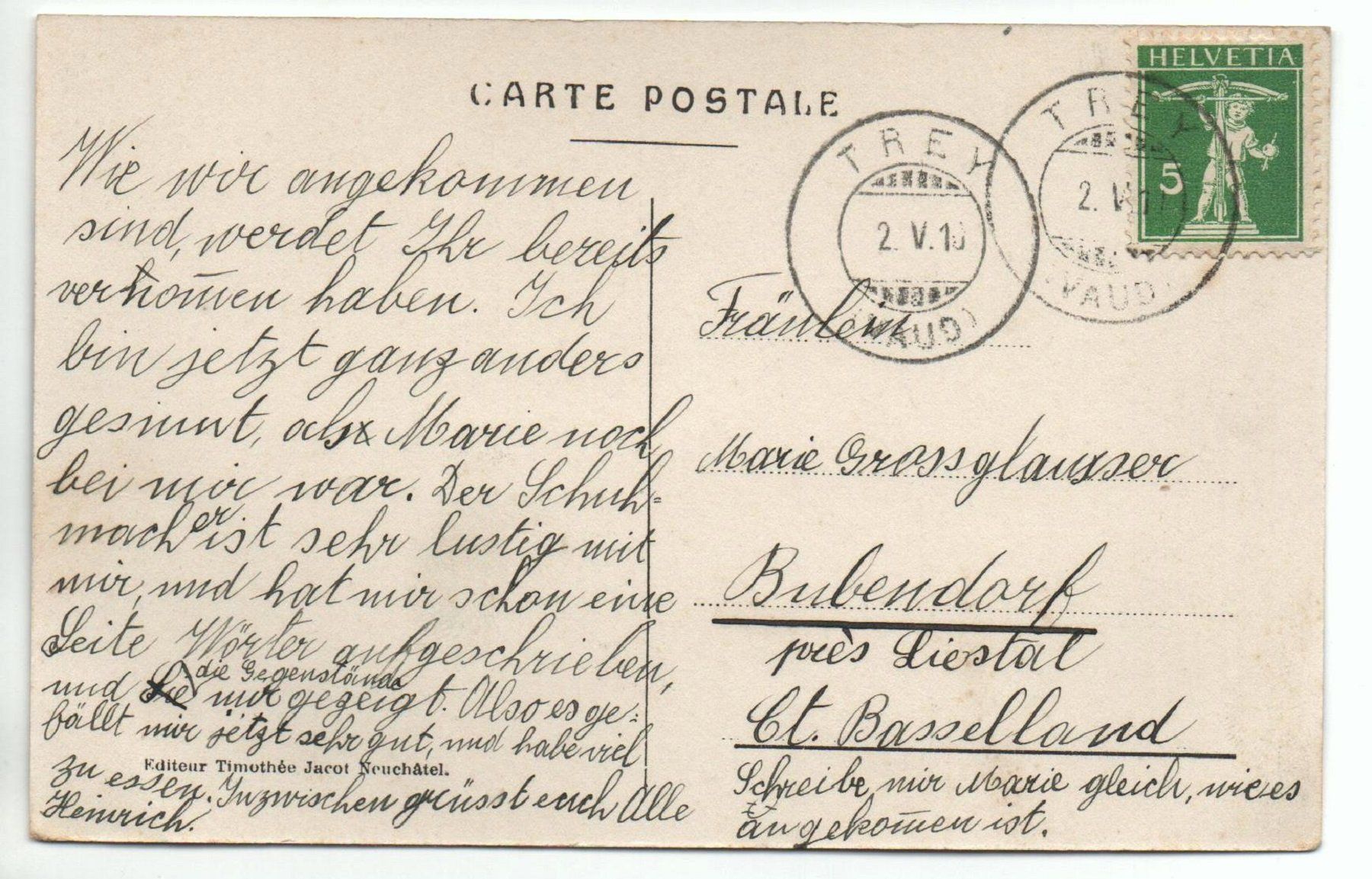 Cartoline postali: TREY L'Eglise animée – Usato da Jona venduto da philajona 1