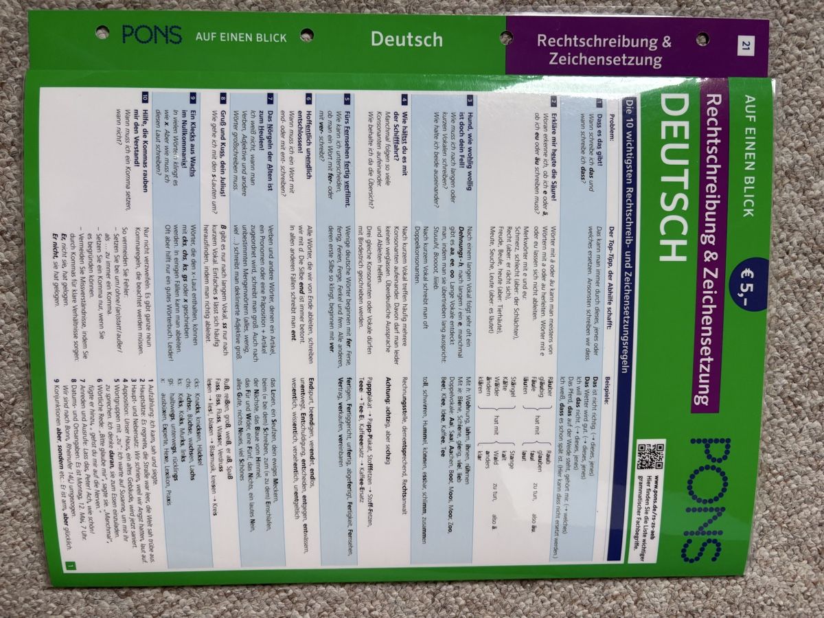 Bücher: PONS Auf einen Blick Deutsch Rechtschreibung – Neu (gemäss Beschreibung) aus Zumikon von SaBaRo