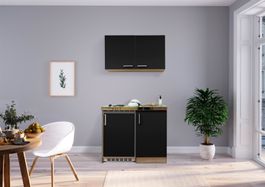 170 Miniküche Küchenzeile 100cm E/BLACK - Küche Einbauküche