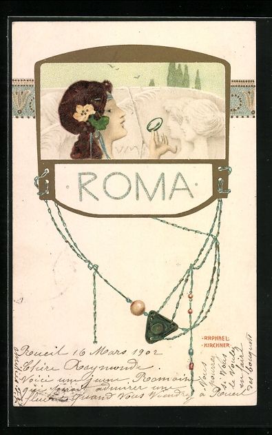 Cartoline postali: Raphael Kirchner: Roma, Schöne Römerin – Usato da Berlin venduto da bartko-reher