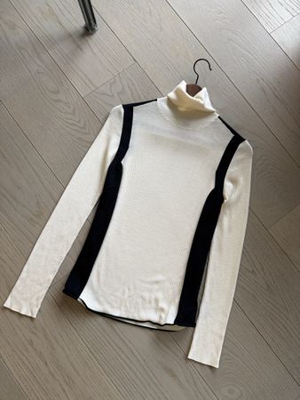 Pull col roulé Louis Vuitton crème noir taille M