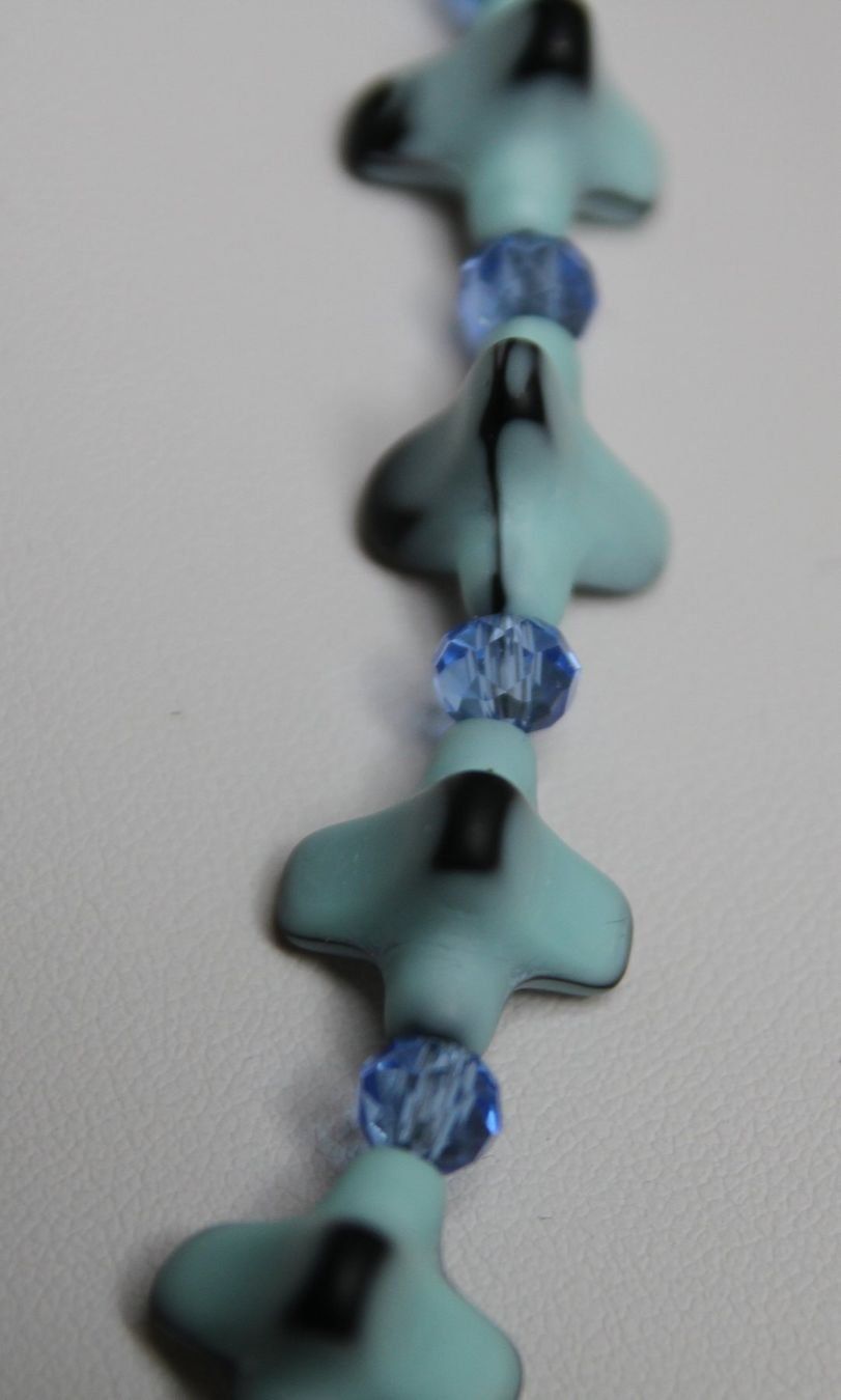 Catenine: NEU: Modeschmuck Kette Collier Glasperlen und Edelstahl – Nuovo (secondo la descrizione) da Matten b. Interl venduto da EdelsteineundSchmuck 2