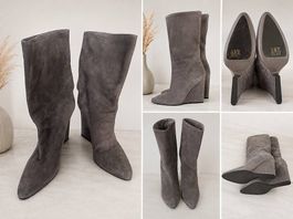 Jimmy Choo originali stivali in suede grigio MAI INDOSSATI