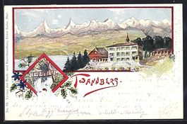 Litho Twann, Hotel Twannberg mit Gebirgs