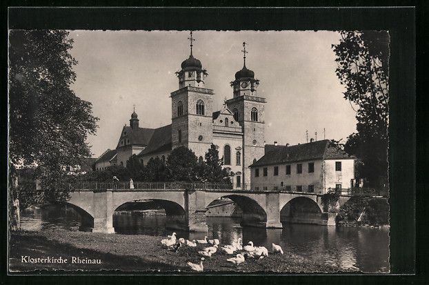 Cartoline postali: AK Rheinau, Klosterkirche mit Brücke – Usato da Berlin venduto da bartko-reher