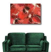 POSITIFF ART: Neu Abstraktes Gemälde Malerei Bild ROT