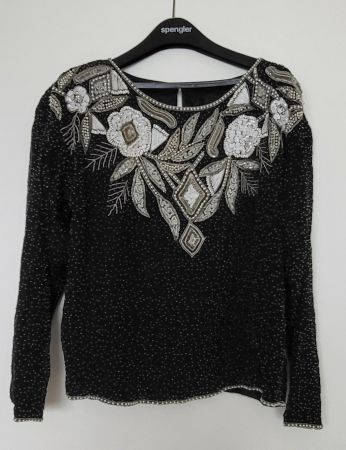 Perlen-Bluse Schwarz Gr. M