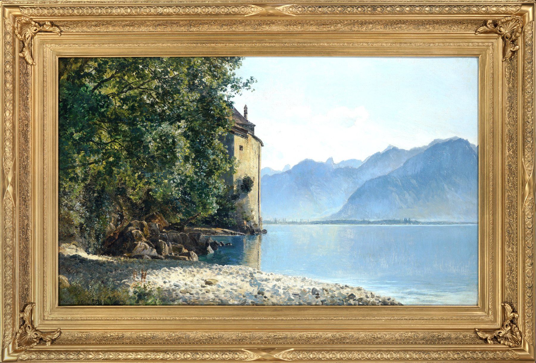 Gemälde: Janus La Cour 1887: Schloss Chillon am Genfersee – Gebraucht aus Meilen von Anonymous3