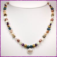 Multicolor Süsswasser Zucht-Perlen Kette ca. 45cm 925 Silber