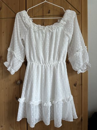 Kleid weiss Punkte Rüschen, Grösse S, neuwertig