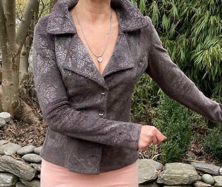 Roberto Cavalli blazer di pelliccia con perlamutro-tg38-40