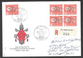FDC 104 BIT (D IV) Einzel + Viererblock ET Genève 10.6.1969