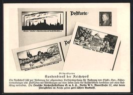 AK-Reklame der Reichspost, Motive von Fr