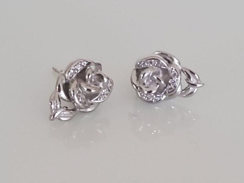 Orecchini pendenti & Orecchini a lobo: Ohrstecker im Rosendesign in Sterlingsilber – Nuovo (secondo la descrizione) da Luzern venduto da S.Kern01 1