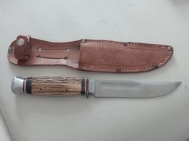 Jagdmesser R&W Weber Solingen mit Lederscheide gebraucht