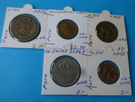 Peru, Konvolut alte Münzen 1956-1969 meist unzirk