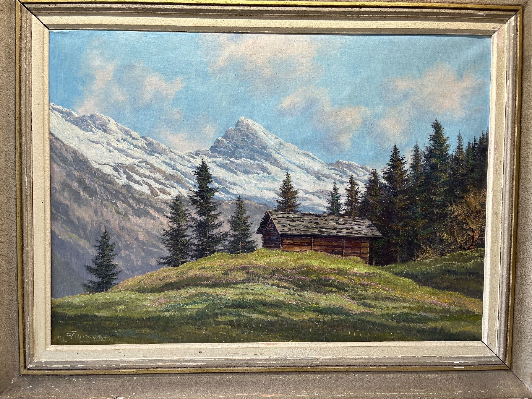 Dipinti: Gemälde / Alpenlandschaft von E. BAUMANN       (ID L158) – Usato da Gelterfingen venduto da art-and-more 1