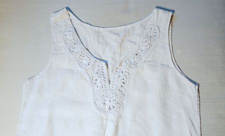 Leinenkleid Tunika mit Stickereien 100% Leinen M zu Nile