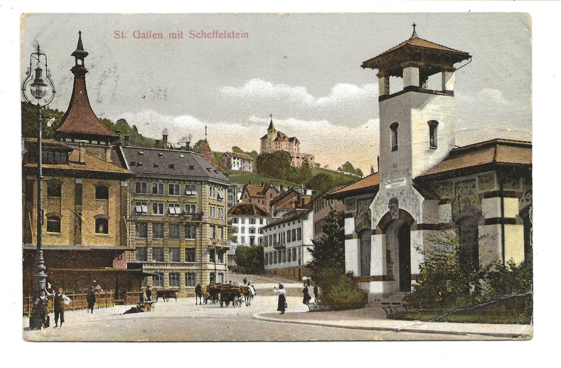 Cartes postales: St. Gallen - Stadt bei Leonhardsbrücke - Scheffelstein 1908 – D'occasion à Engelburg par Cartophil
