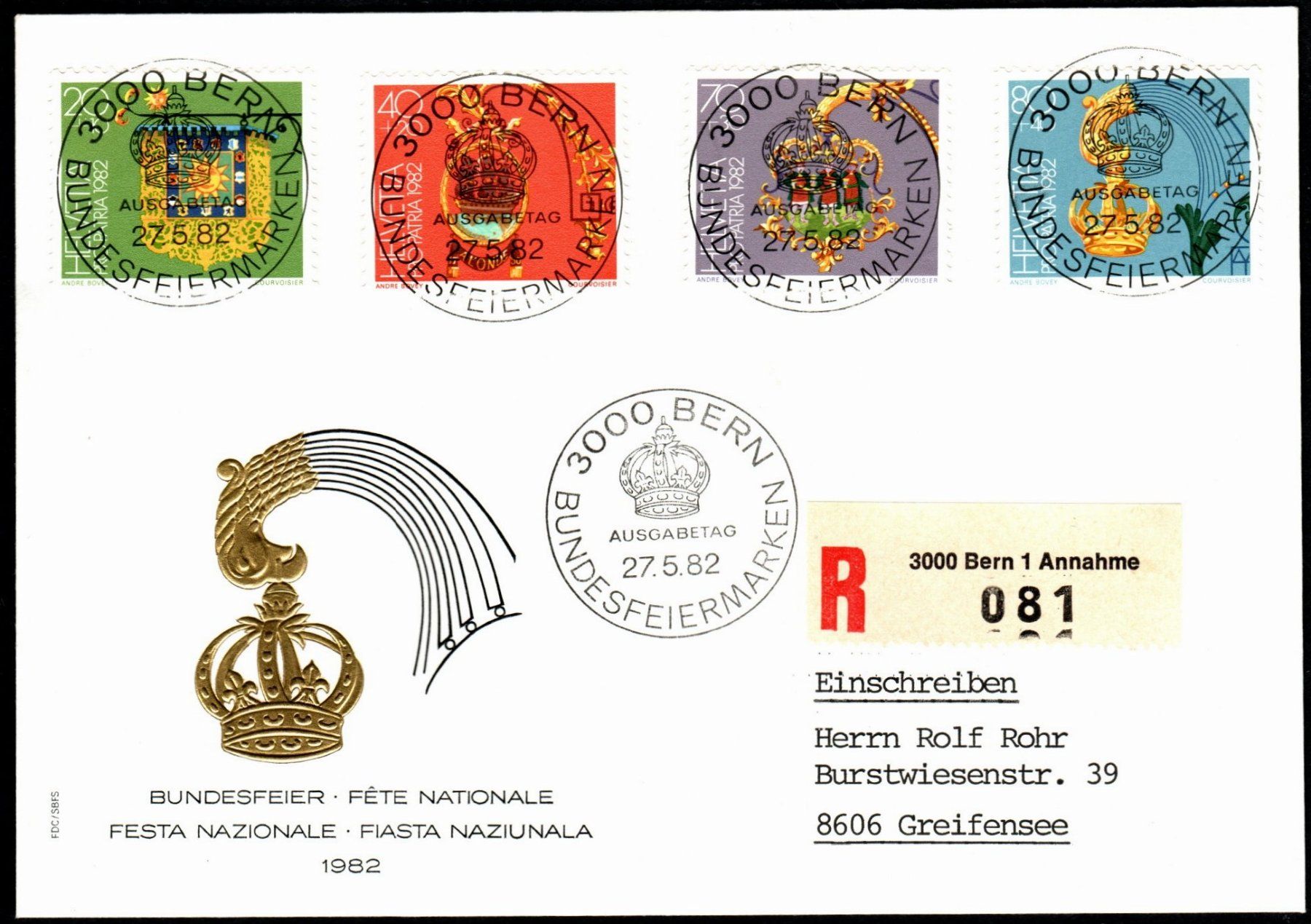 Tutti i francobolli: FDC Pro Patria 1982  voll ET illustriert – Nuovo e nell'imballaggio originale da Zürich venduto da Alain-Phila
