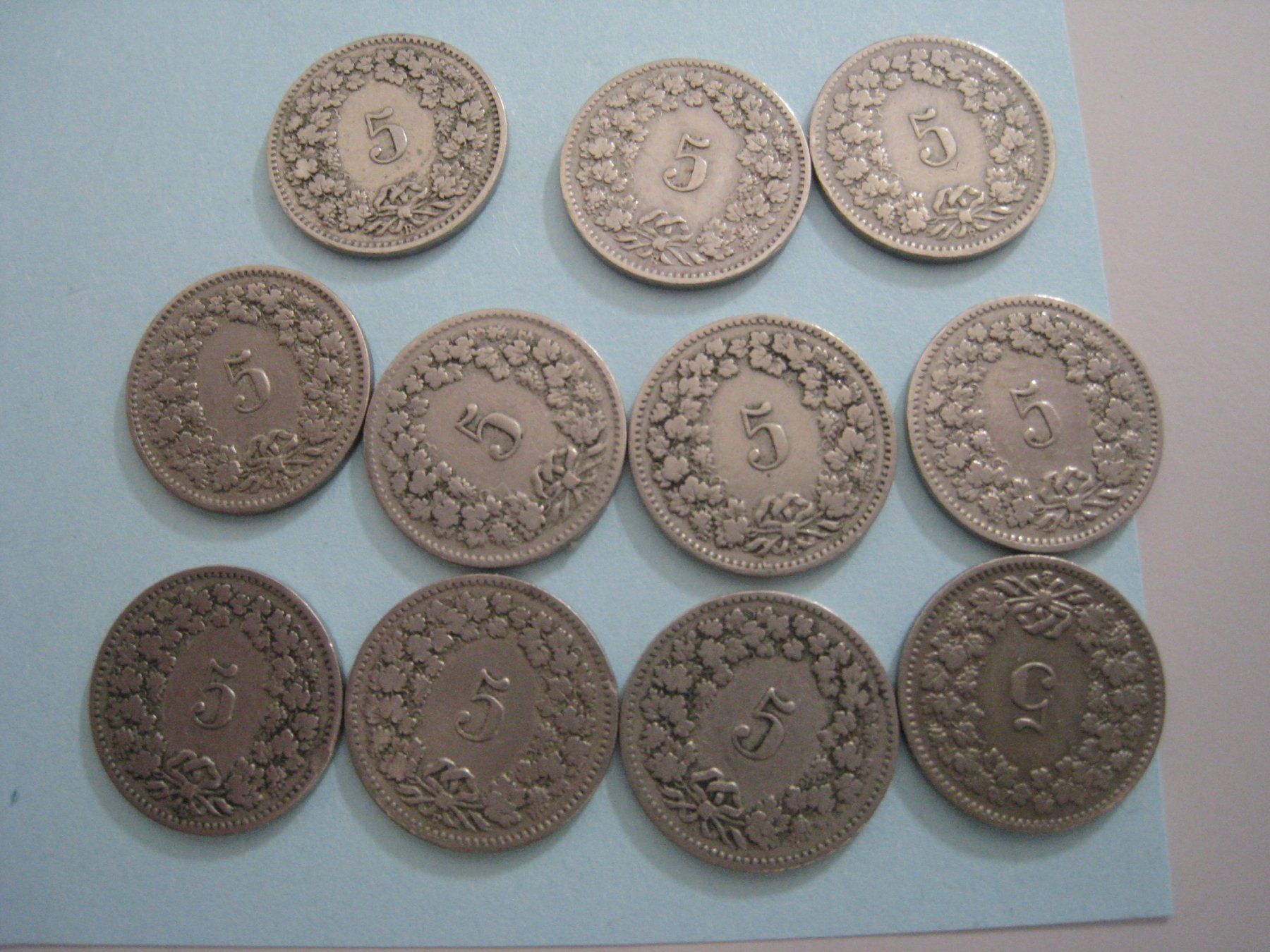 Tutti le monete: 5 Rappen 1900-1910  (2) – Usato da Aarwangen venduto da Pinsel7890 1