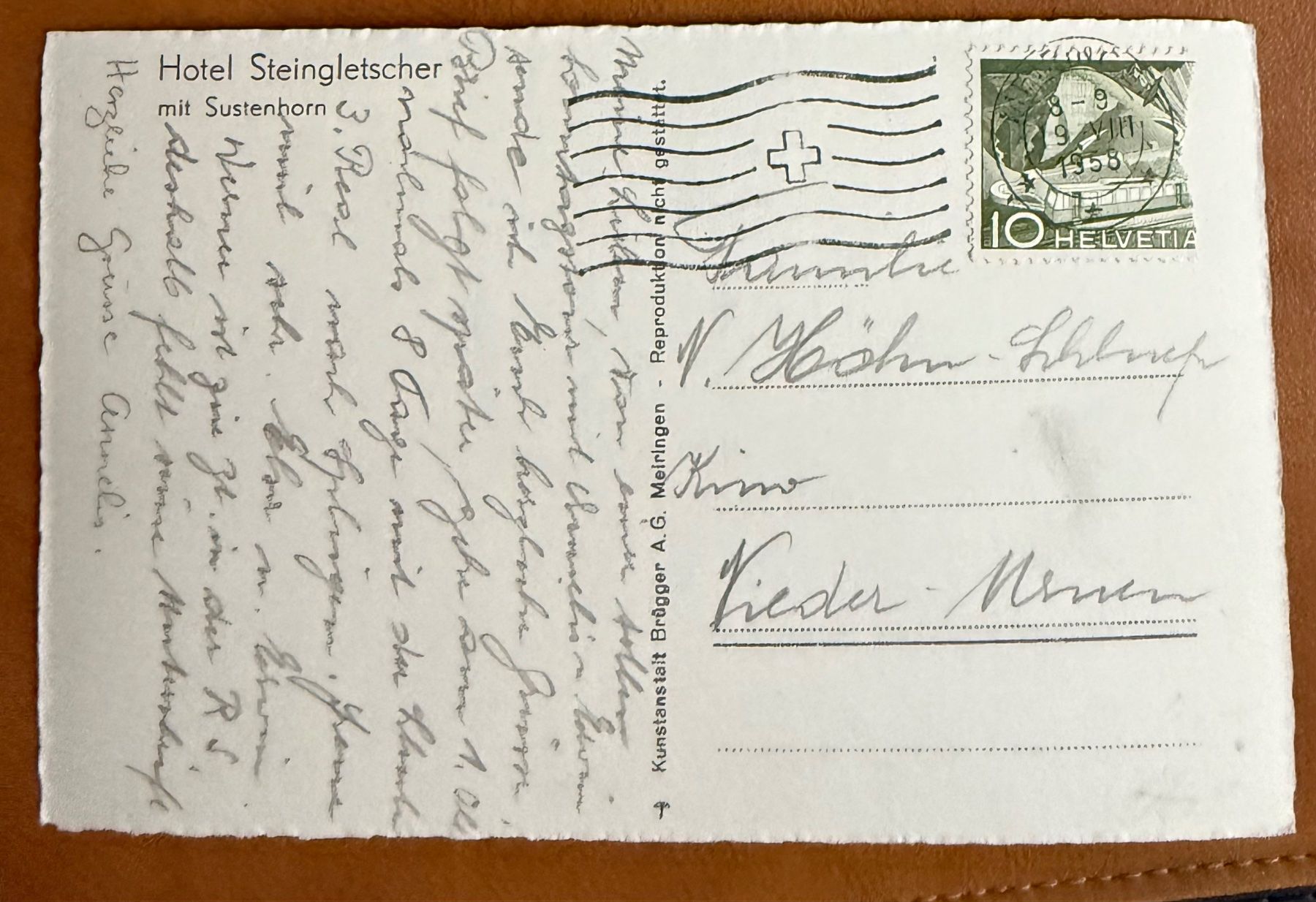 Cartoline postali: Sustenstrasse - Hotel Steinegletscher 1958 – Usato da Lutry venduto da Ediego 2
