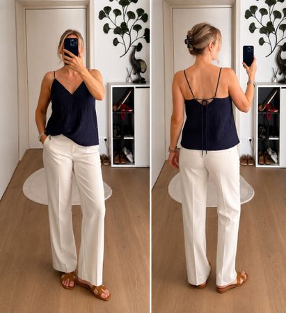 WOLFORD Textured Tie-Back Camisole Top – Size S – Dark Navy