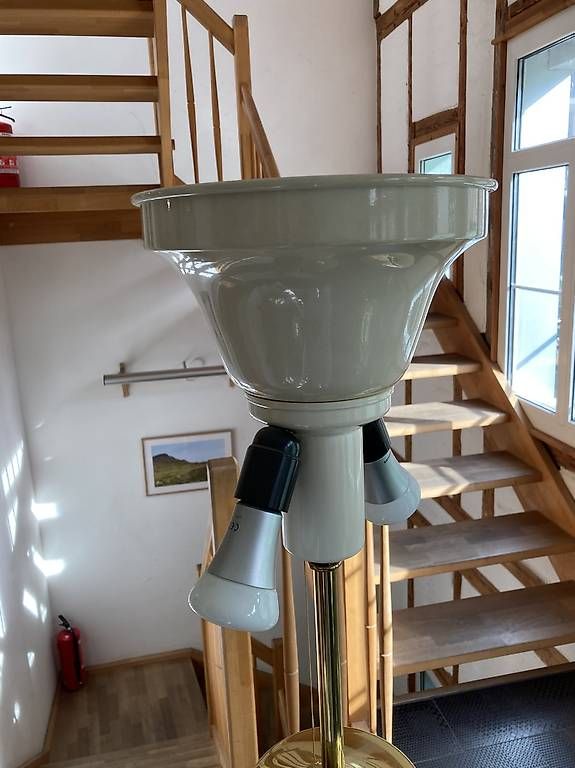 Lampade: Stehlampe Messing mit Blumenmuster-Schirm, Vintage – Usato da Pratteln venduto da riq 2