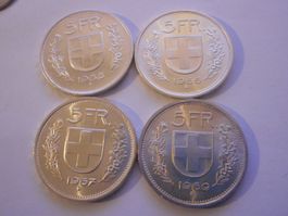 4  x  5 Fr. silber  1965/66/67/69