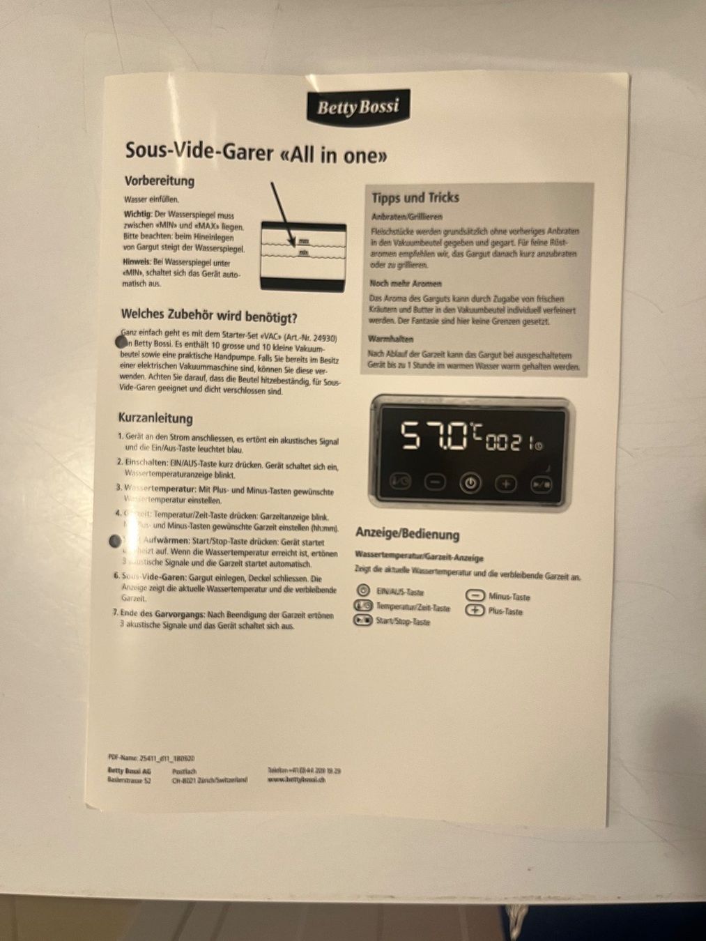 Betty Bossi Elettrodomestici da cucina: Sous- Vide-Garer – Usato da Sargans venduto da Reswe 3