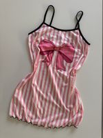 Nightdress pink white stripes bow print Size S